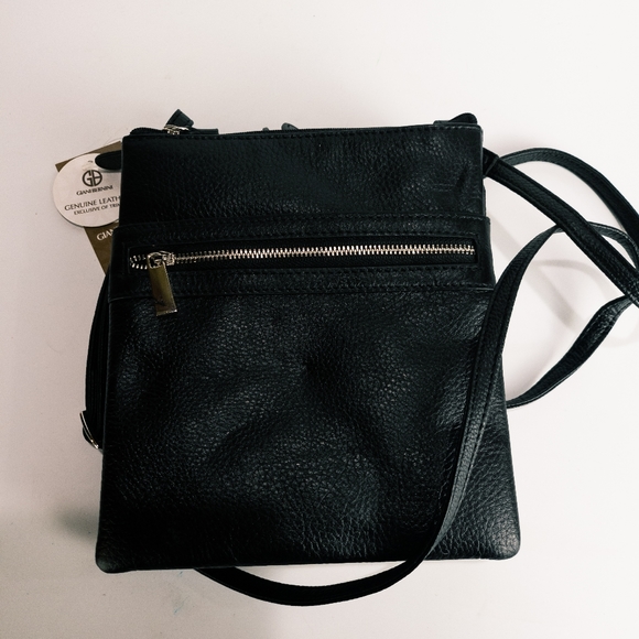 Giani Bernini Tripe-zip Pebble Leather Dasher Crossbody Bag -Black - Picture 4 of 5